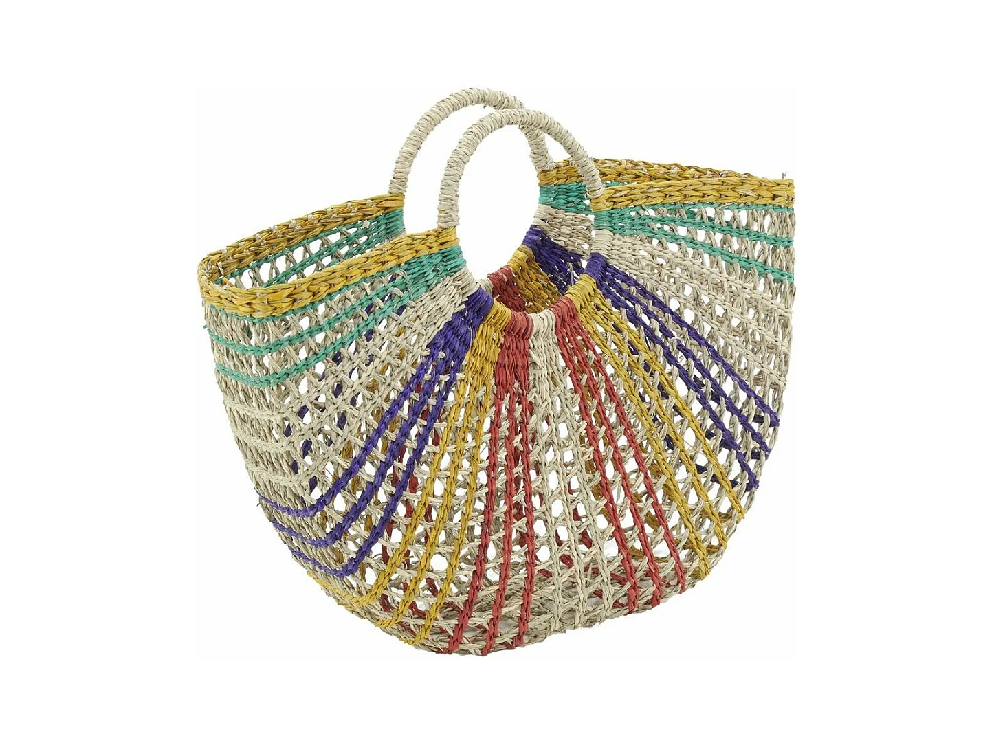 Sac demi-lune en jonc multicolore