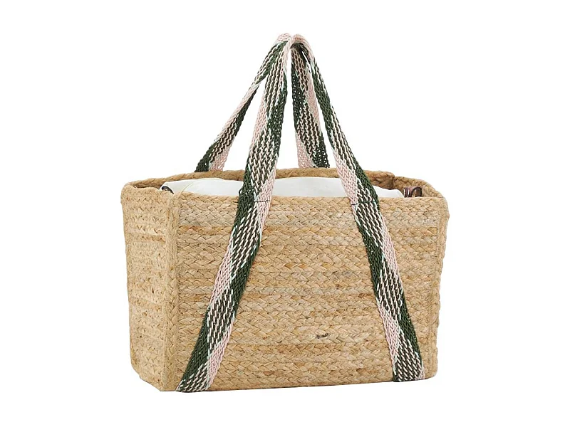 Sac en jute rectangulaire et poche en coton kaki