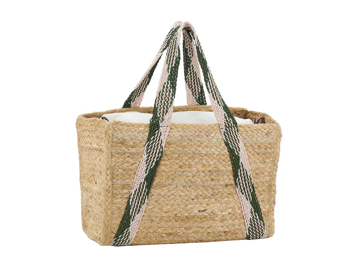 Sac en jute rectangulaire et poche en coton kaki