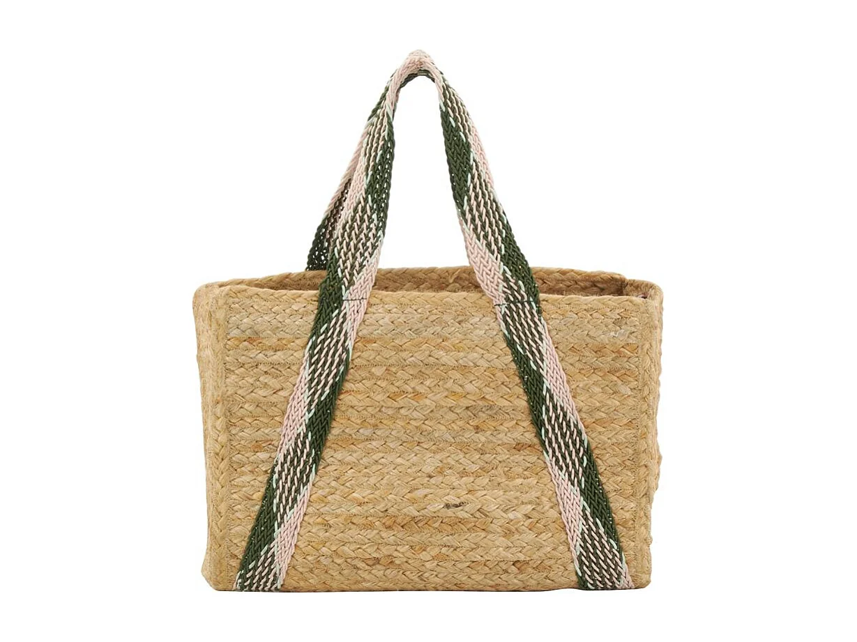 Sac en jute rectangulaire et poche en coton kaki