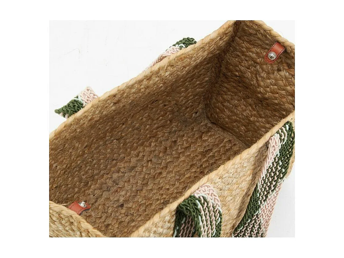 Sac en jute rectangulaire et poche en coton kaki