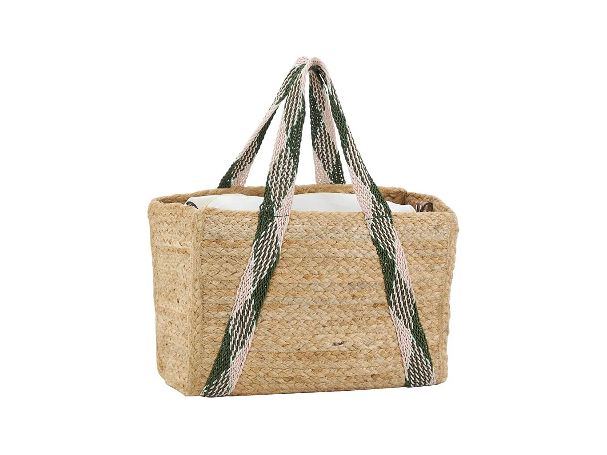 Sac en jute rectangulaire et poche en coton kaki