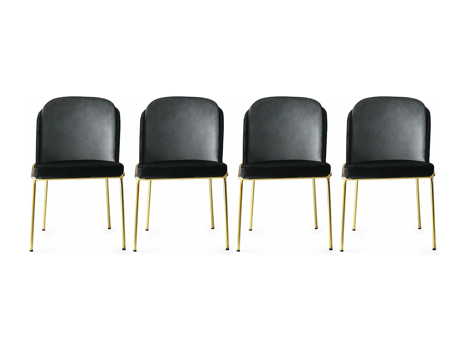 Lot de 4 chaises Kymil Métal Or et Velours Noir