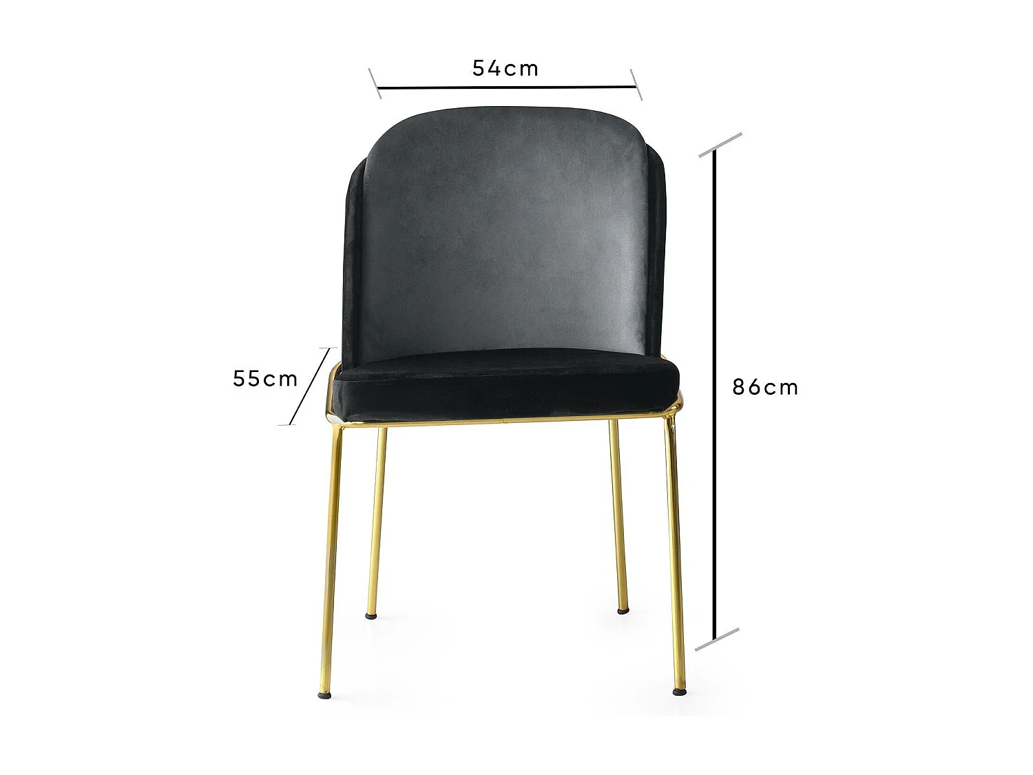 Lot de 4 chaises Kymil Métal Or et Velours Noir