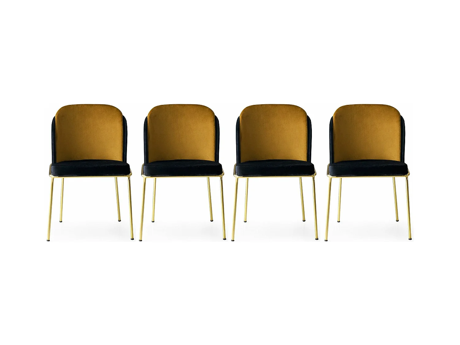 Lot de 4 chaises Kymil Métal Or et Velours Or et Noir