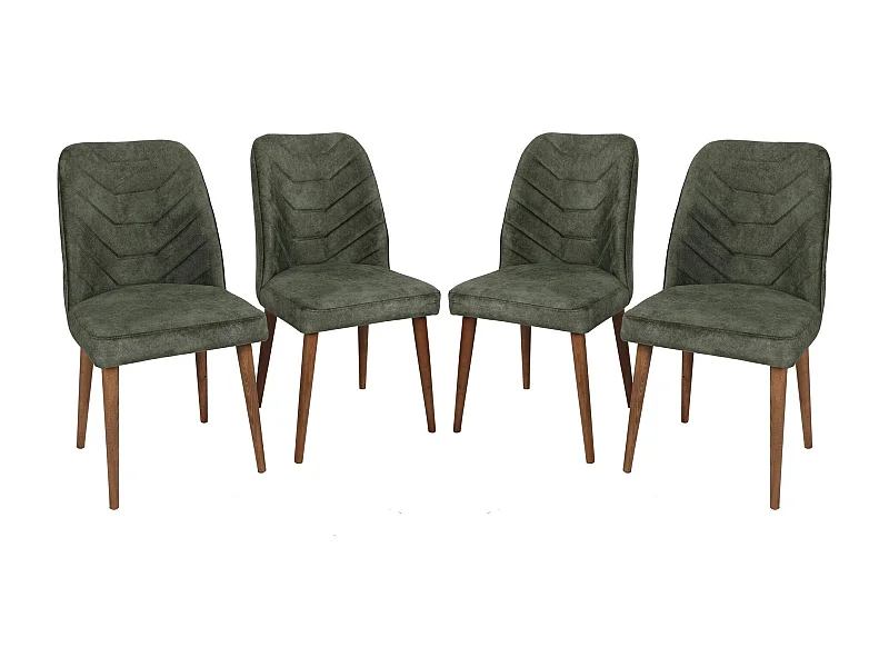 Lot de 4 chaises Conla Velours Vert foncé