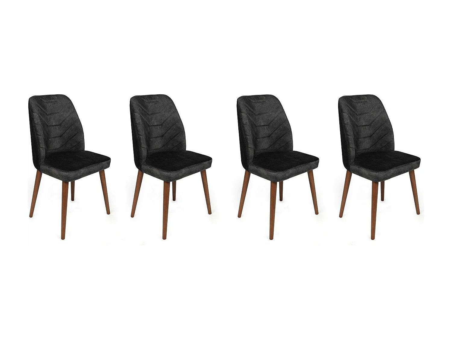 Lot de 4 chaises Conla Velours Anthracite et Métal Bois foncé