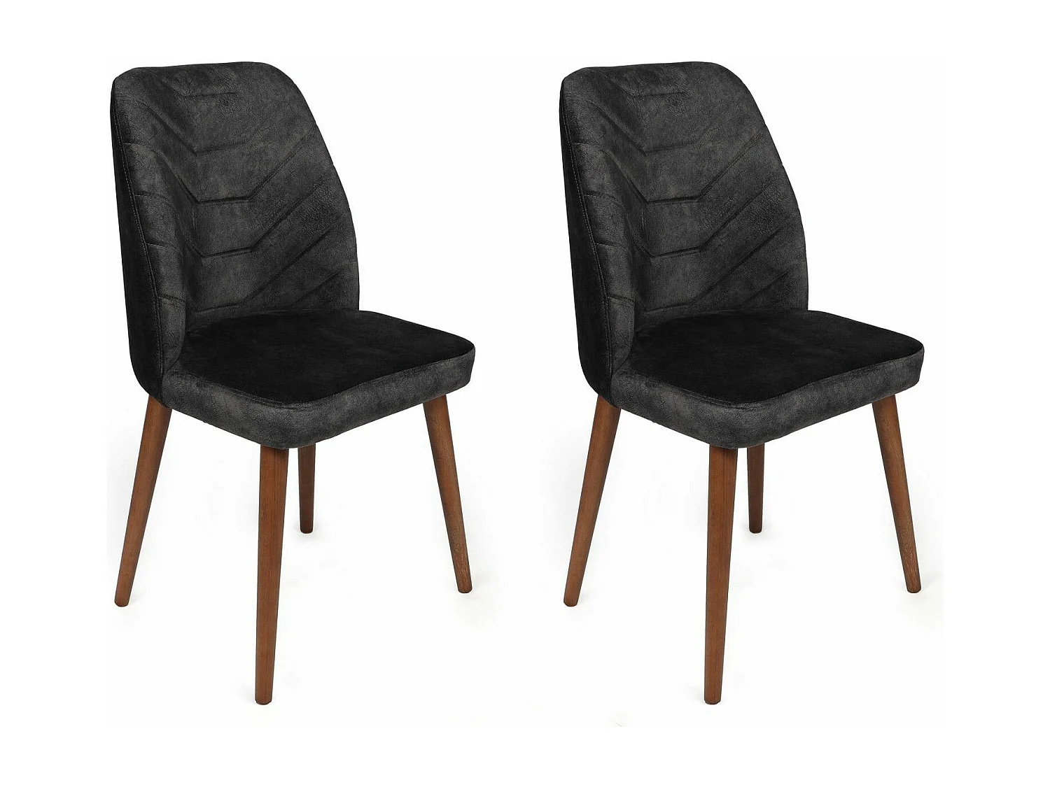 Lot de 4 chaises Conla Velours Anthracite et Métal Bois foncé