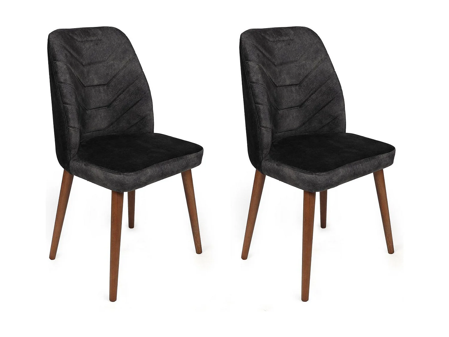 Lot de 4 chaises Conla Velours Anthracite et Métal Bois foncé