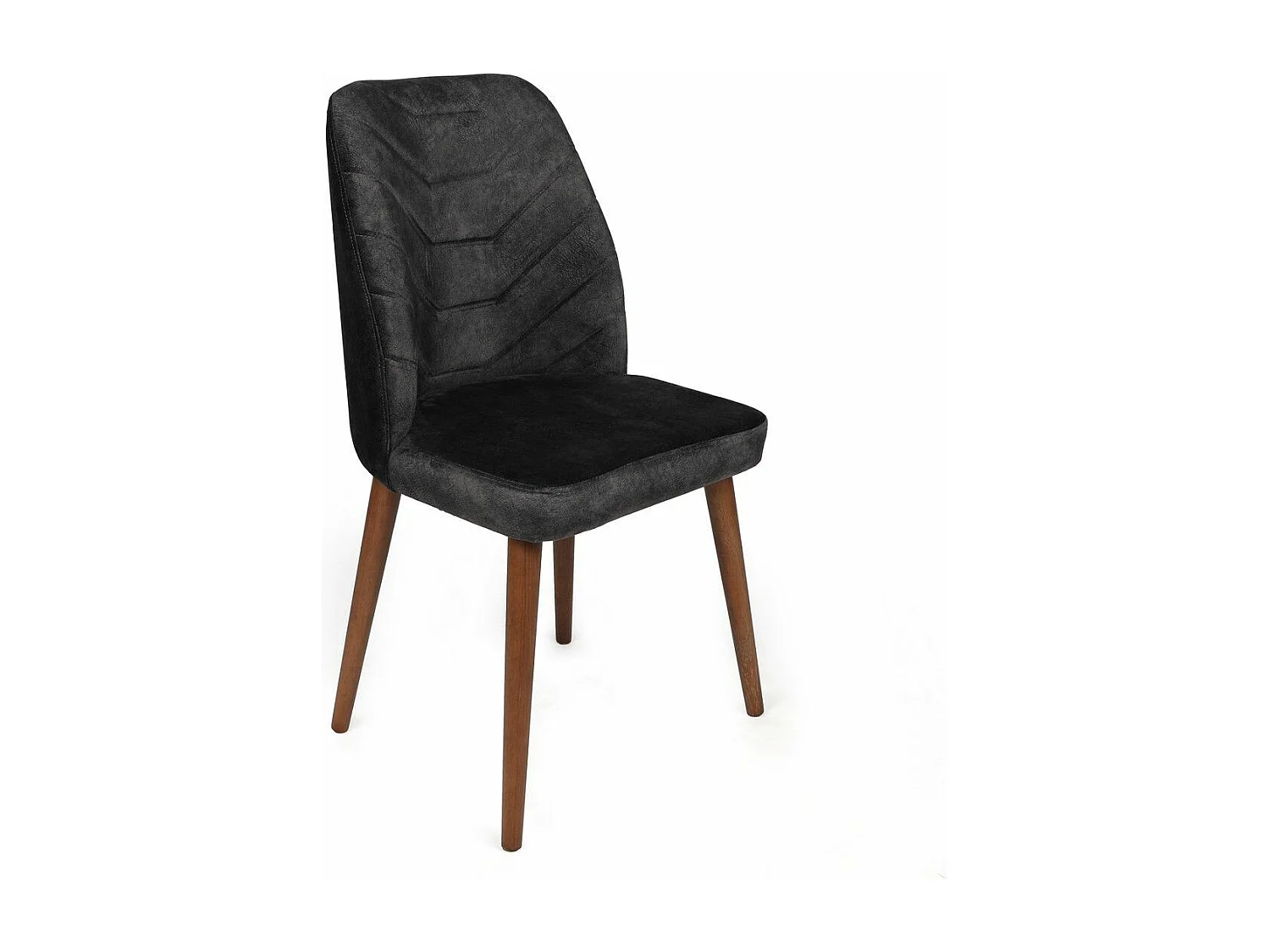 Lot de 4 chaises Conla Velours Anthracite et Métal Bois foncé