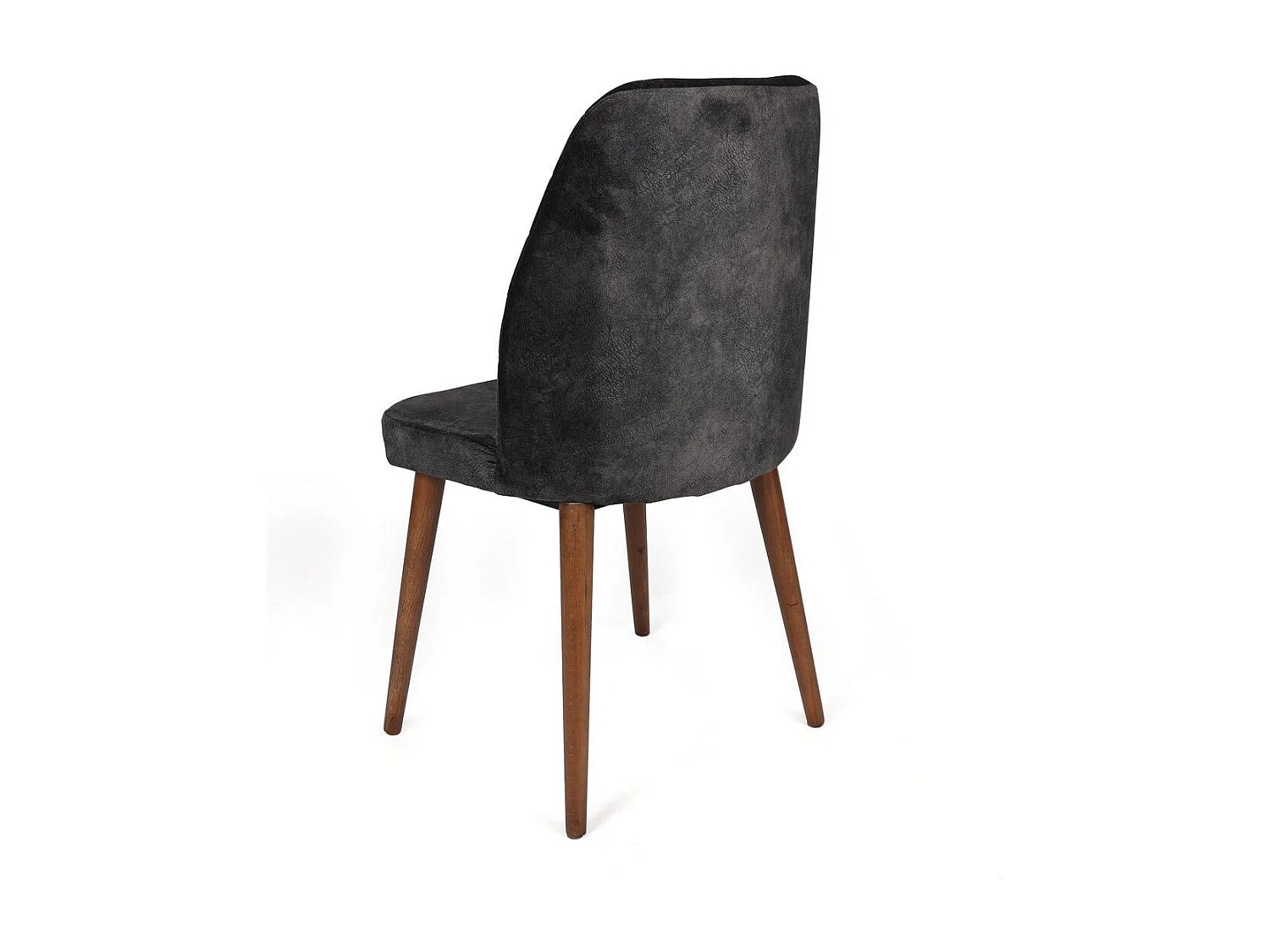 Lot de 4 chaises Conla Velours Anthracite et Métal Bois foncé