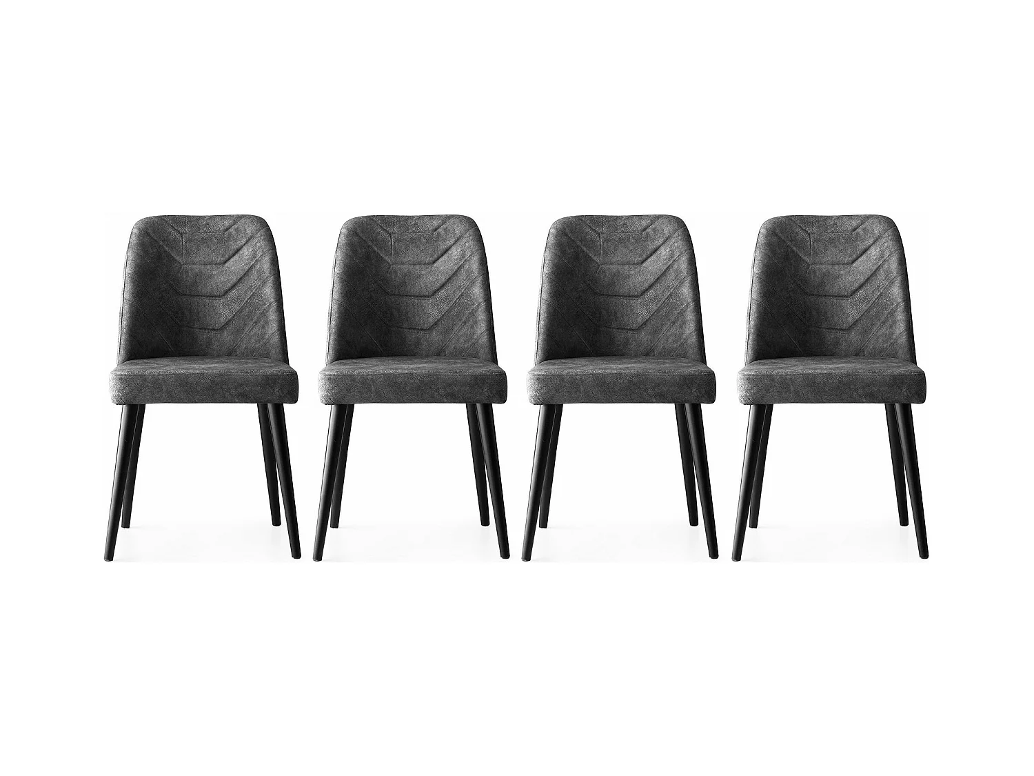 Lot de 4 chaises Conla Velours Gris foncé
