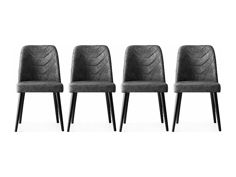 Lot de 4 chaises Conla Velours Gris foncé
