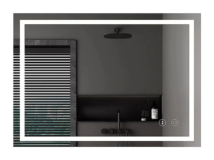 Badezimmer des rechteckigen Spiegels mit LED -Licht, 3 -kolorveränderlichem Farbspiegel, Anti -Fog, vertikal/horizontal -100 x 60 cm