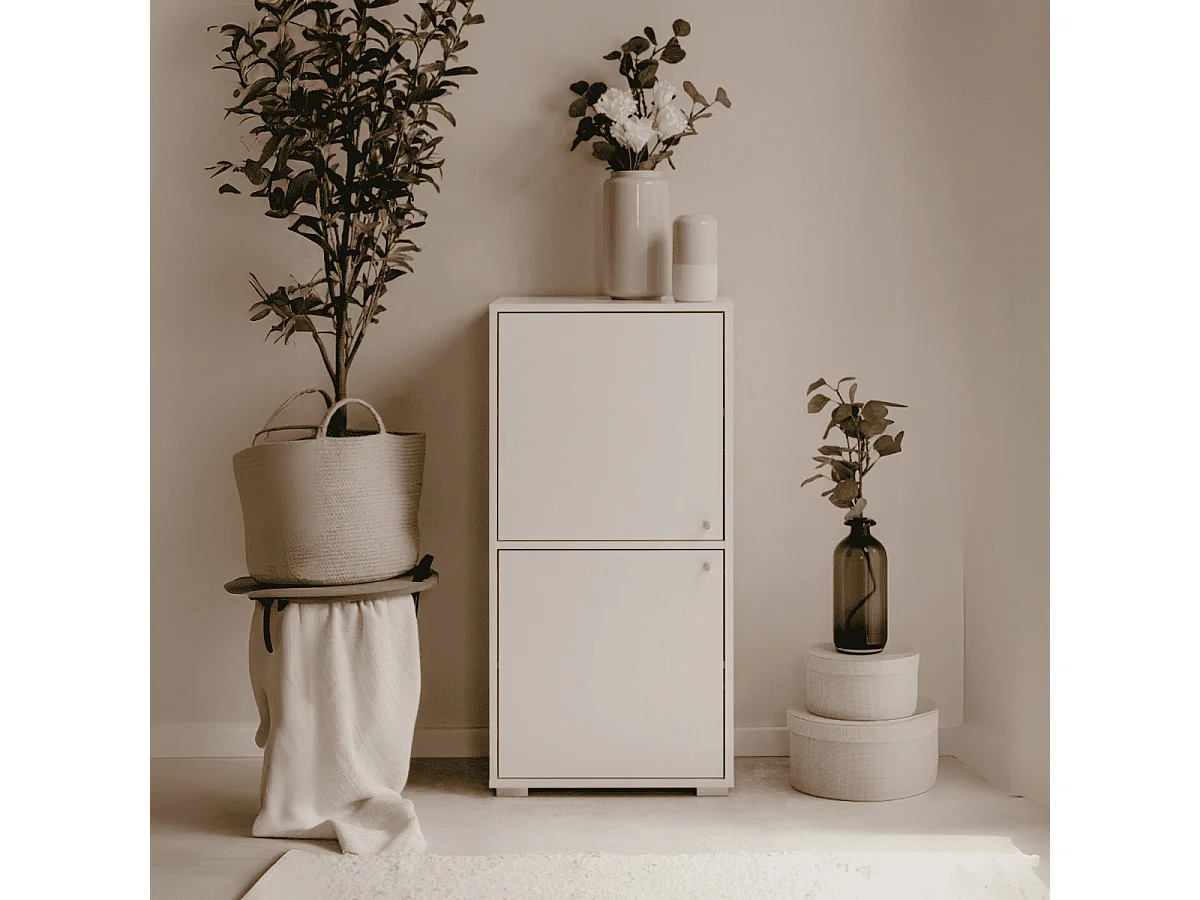 Meuble de rangement 3 étagères et 2 portes L46 cm - FYN