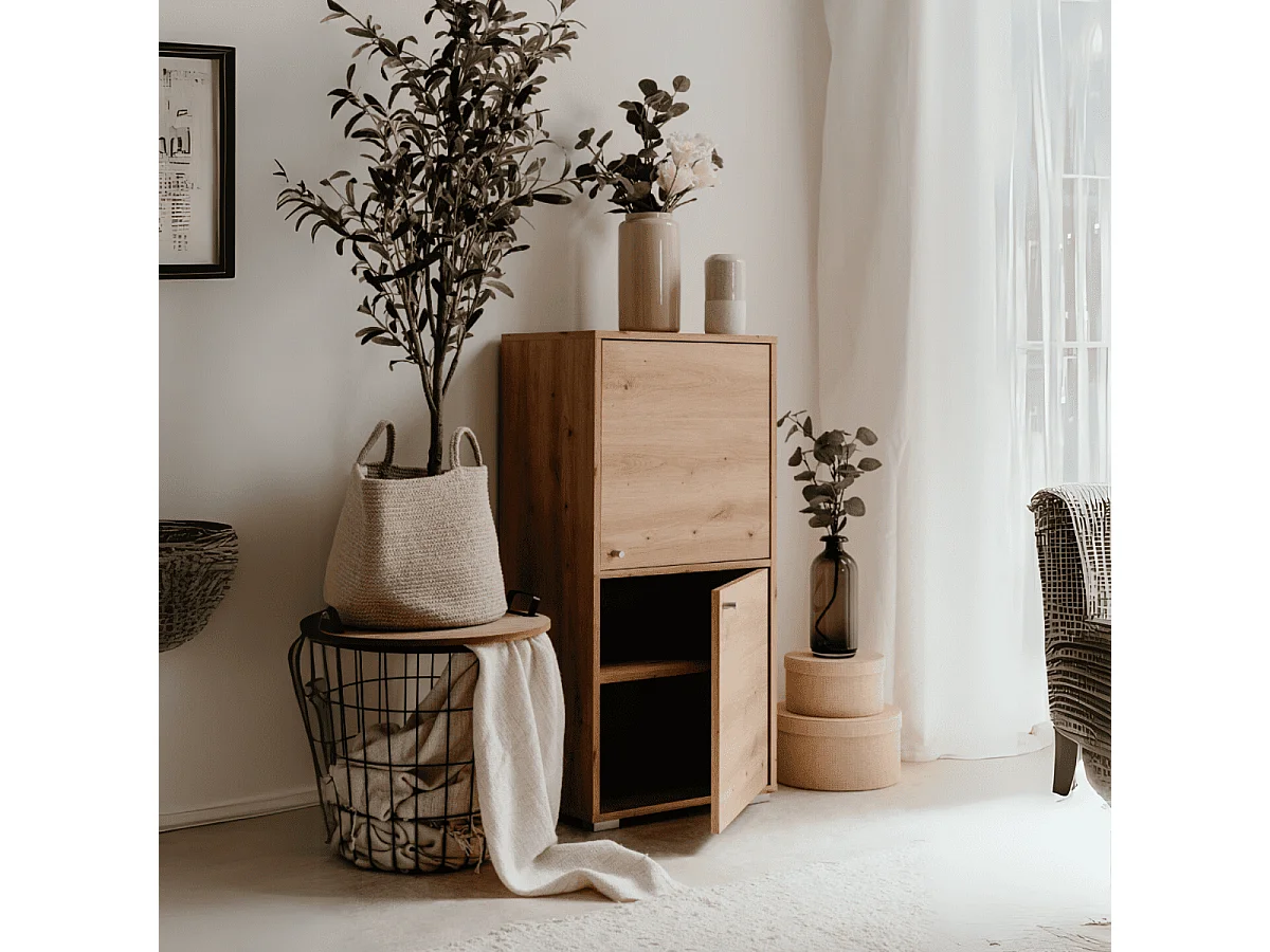 Meuble de rangement 3 étagères et 2 portes L46 cm - FYN