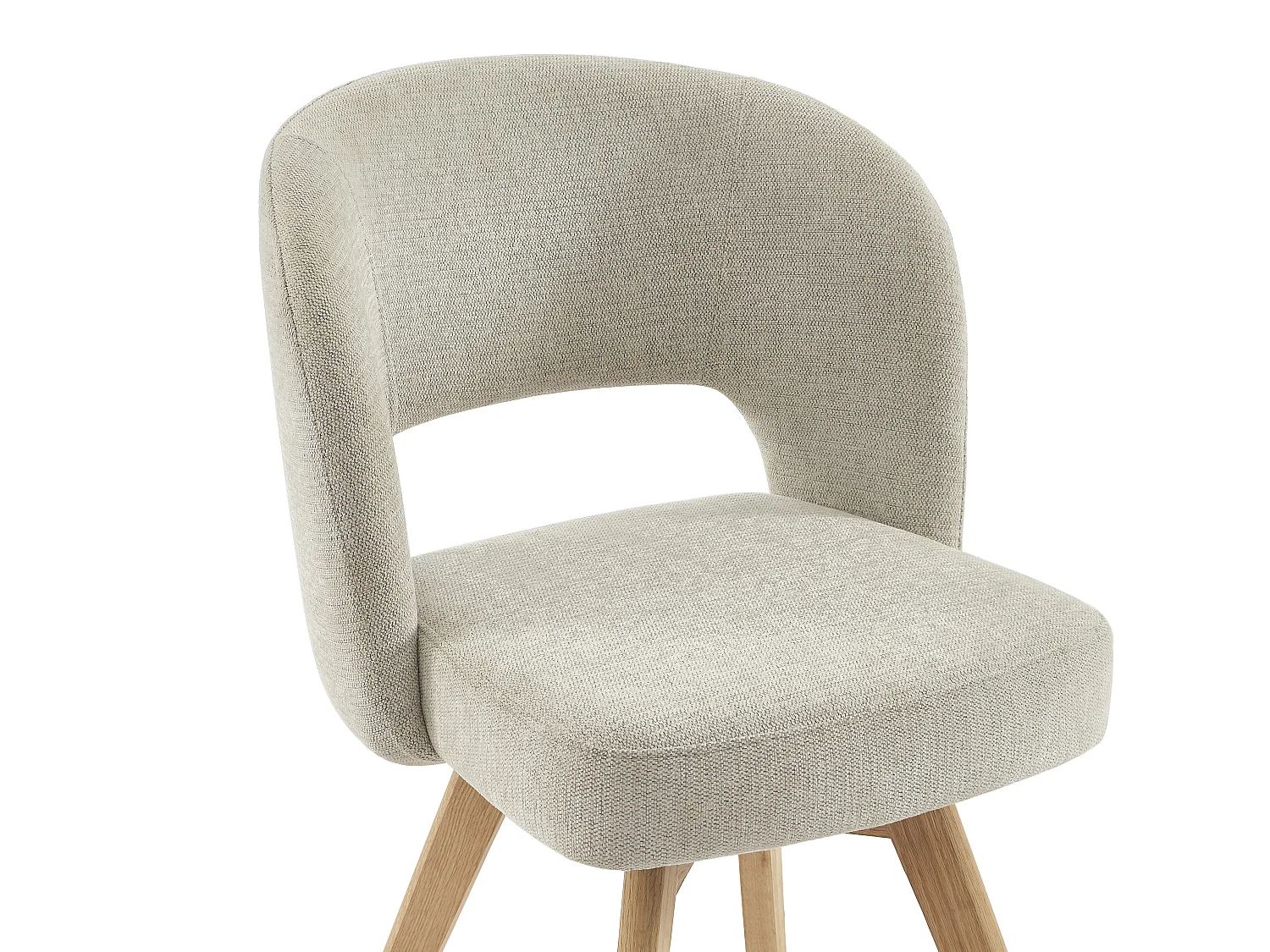 Lot de 2 chaises pivotantes en tissu et bois de chêne - Crème - GUSTAVY