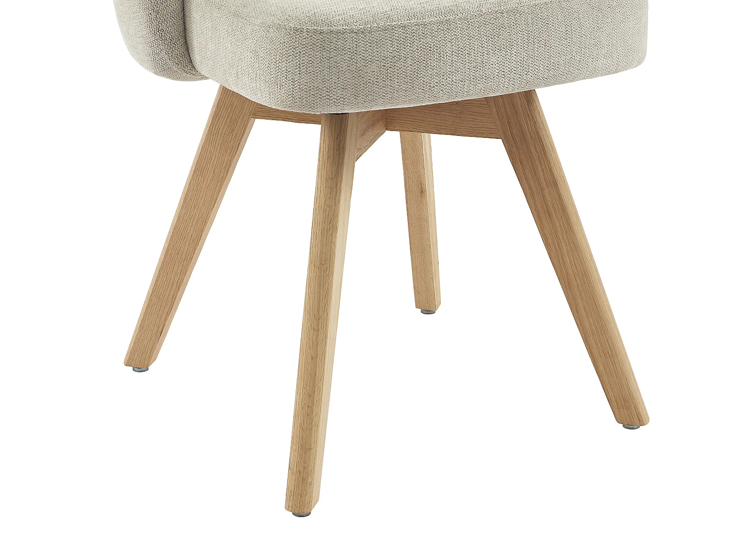 Lot de 2 chaises pivotantes en tissu et bois de chêne - Crème - GUSTAVY