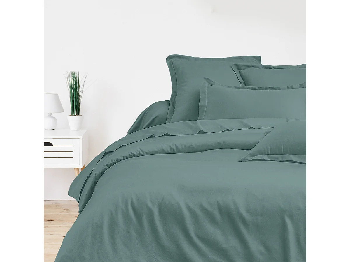 Juego de funda de edredón + 2FA 63x63cm de satén de algodón celadón