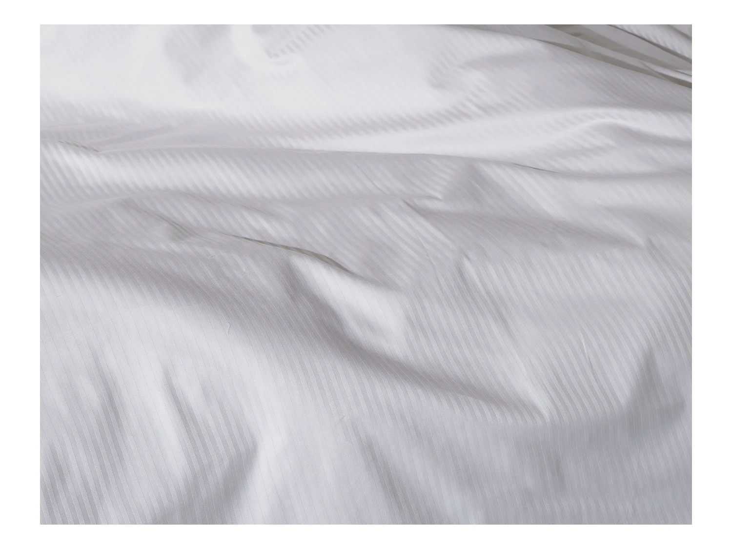 Housse de couette + taie(s) oreiller satin de coton rayé blanc