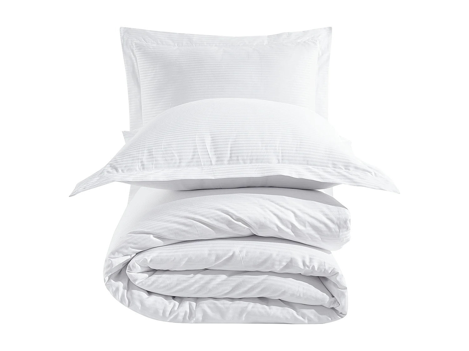 Bettwäschegarnitur 1 Bettbezug 240x220 cm+2 Kopfkissenbez 63x63 cm aus Baumwollsatin gestreift