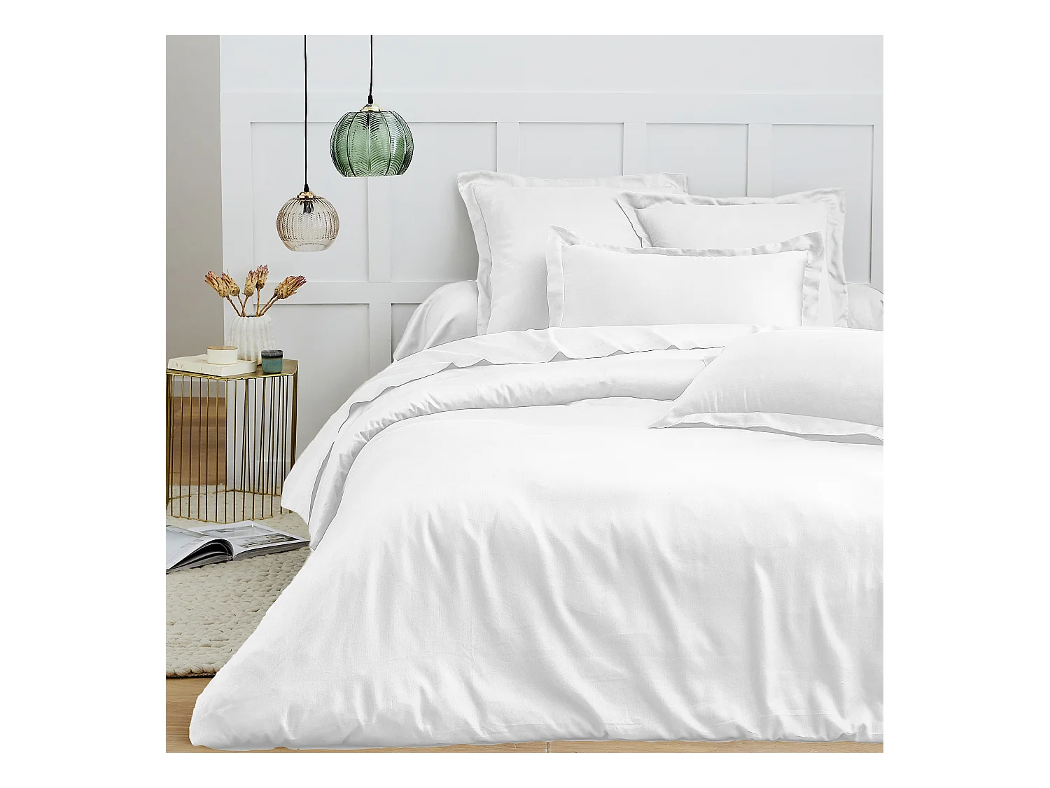 Housse de couette + taies oreiller 2 personnes  260x240 cm  satin de coton