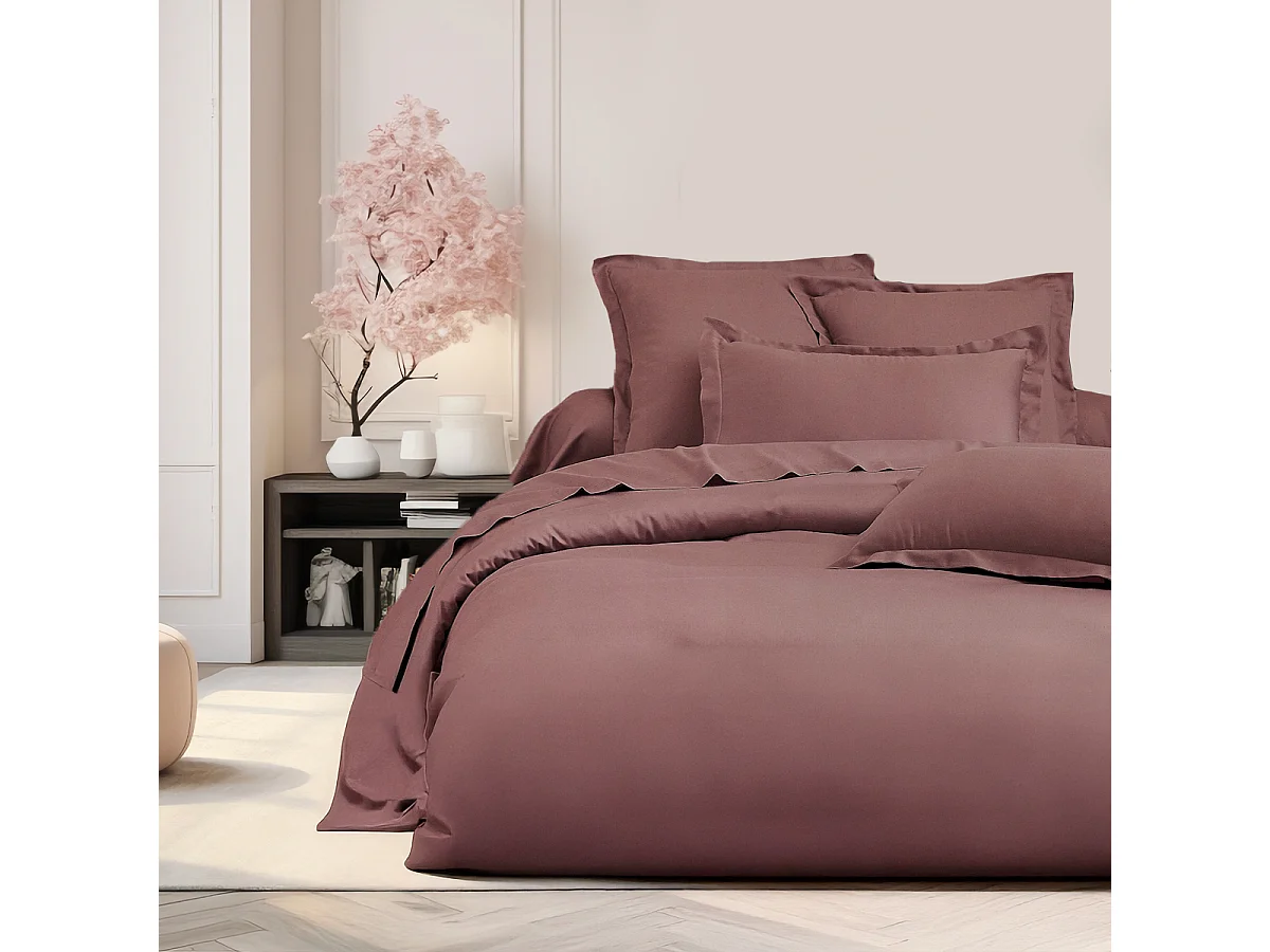 Housse de couette + taies oreiller 1 personne 140x200 cm  satin de coton