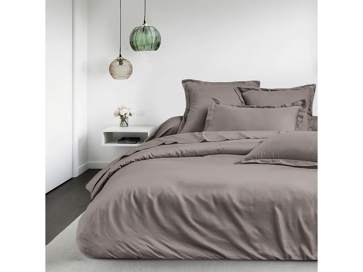 Housse de couette + taies oreiller 2 personnes  260x240 cm  satin de coton