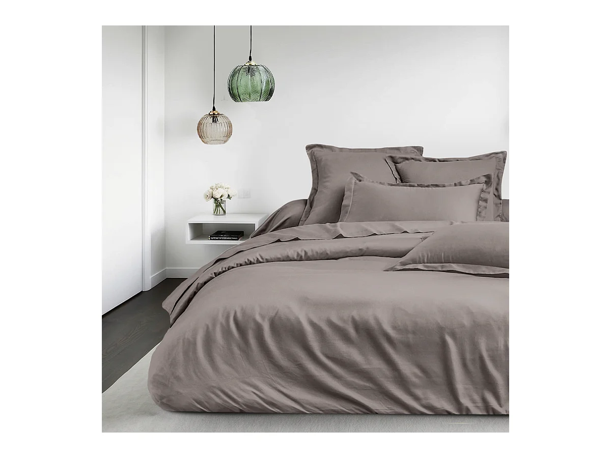 Housse de couette + taies oreiller 2 personnes  260x240 cm  satin de coton