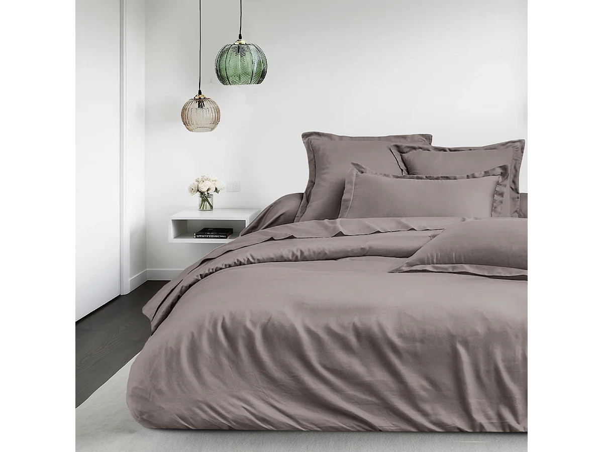 Housse de couette + taies oreiller 2 personnes  260x240 cm  satin de coton