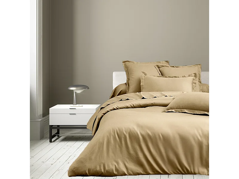 Housse de couette + taies oreiller 1 personne 140x200 cm  satin de coton