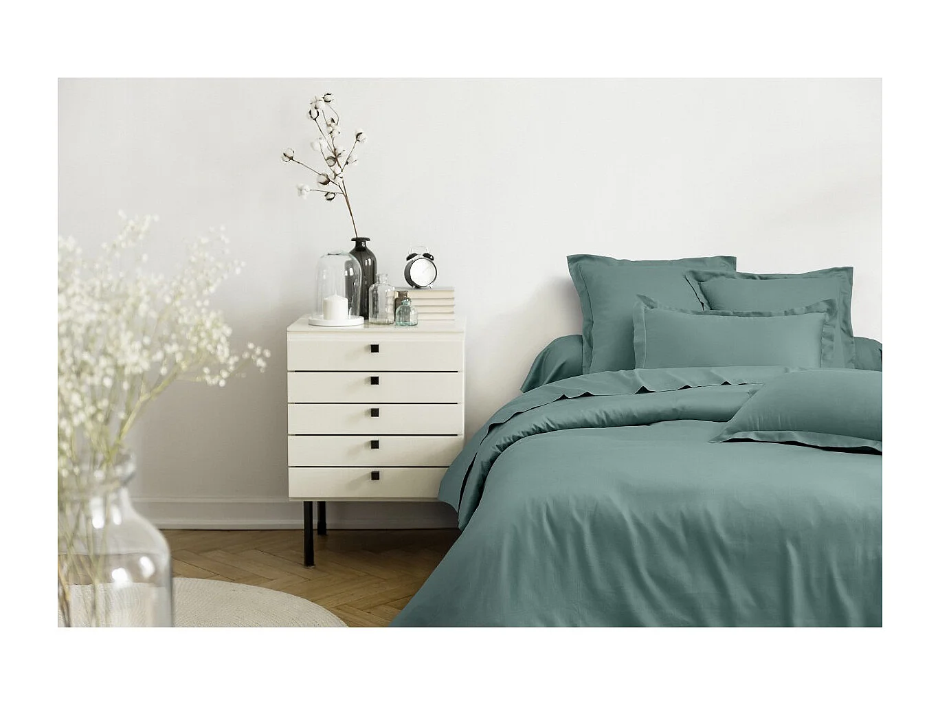 Set letto matrimoniale 200x200 cm+2 federe 63x63 cm in raso di cotone