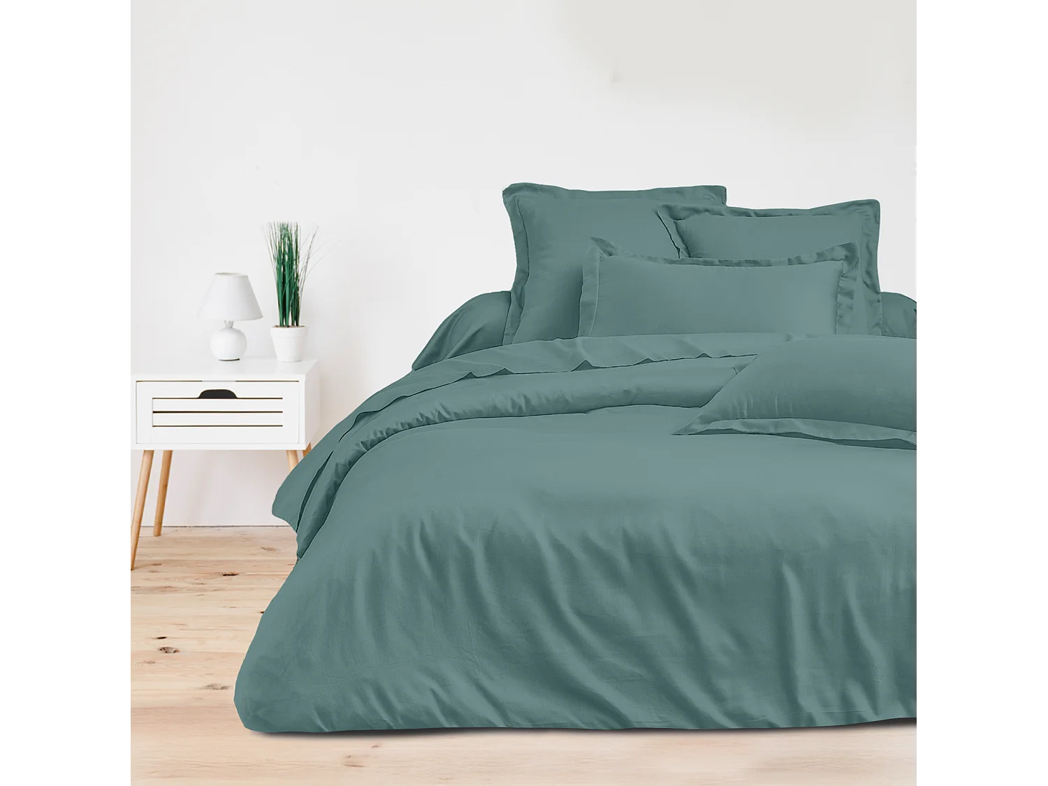 Housse de couette + taies oreiller 2 personnes  260x240 cm  satin de coton