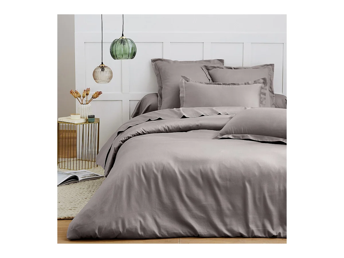 Housse de couette + taies oreiller 1 personne 140x200 cm  satin de coton