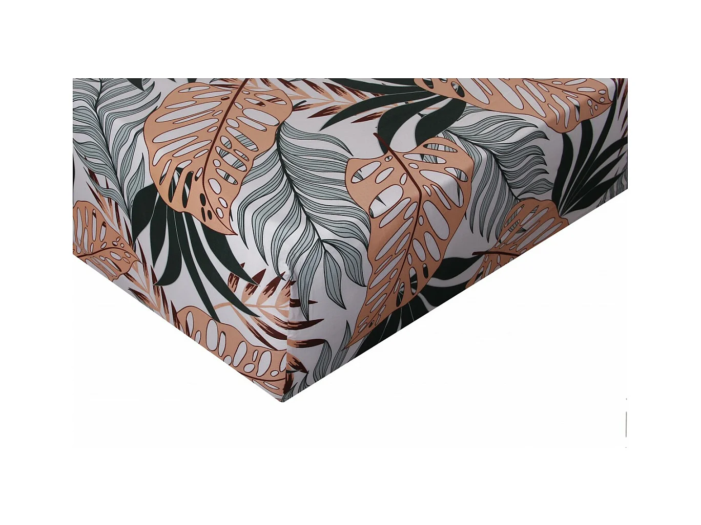 Drap housse 90x190 cm satin de coton imprimé  Tropical