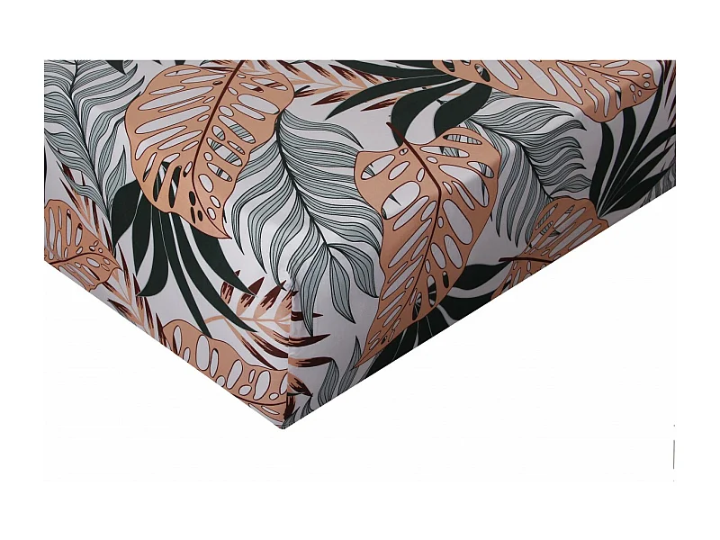 Drap housse 90x190 cm satin de coton imprimé  Tropical
