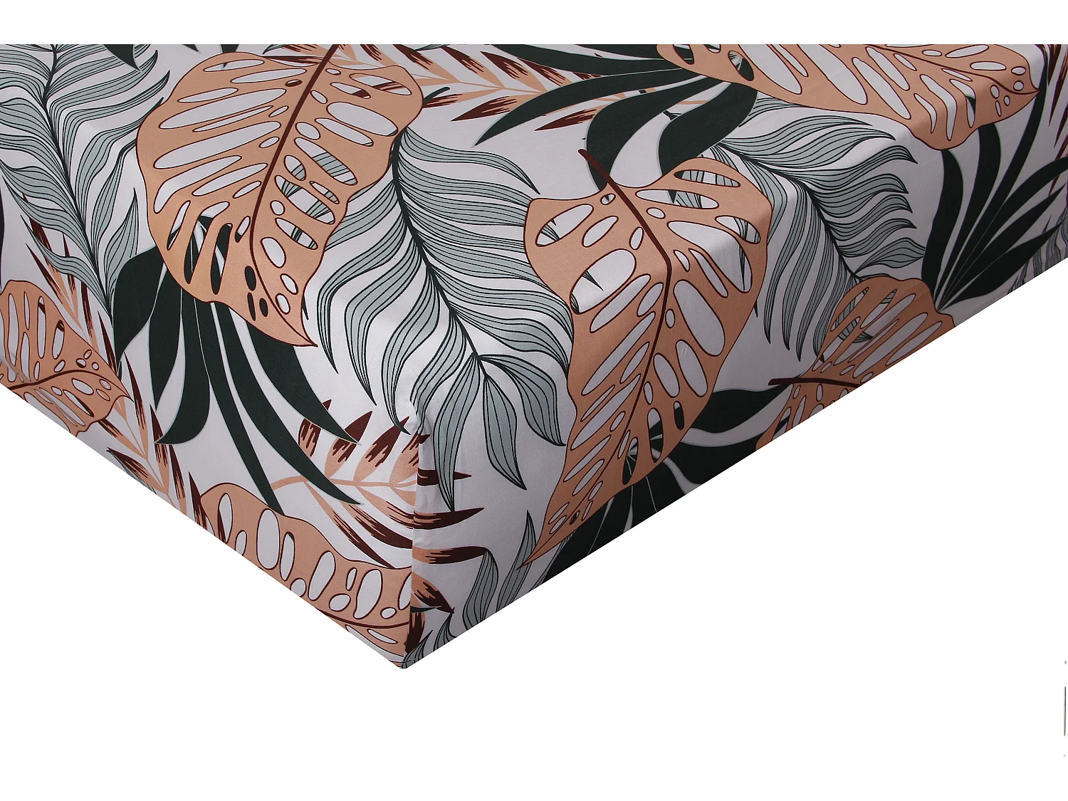 Drap housse 140x190 cm satin de coton imprimé  Tropical