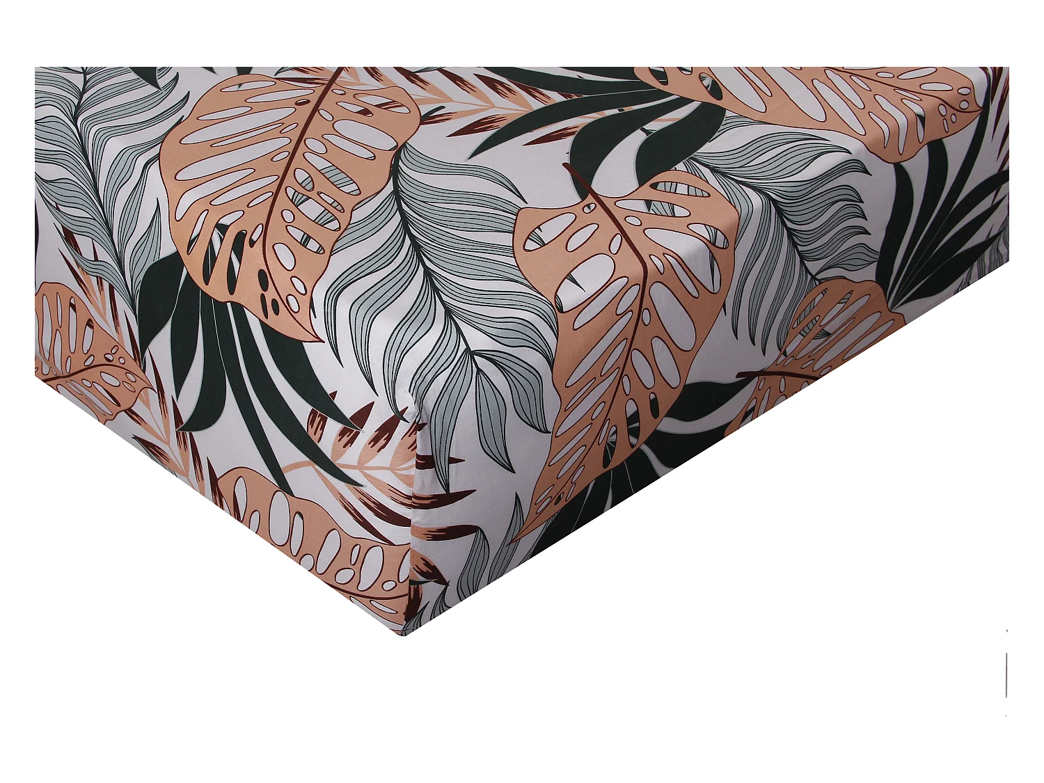 Drap housse 140x190 cm satin de coton imprimé  Tropical