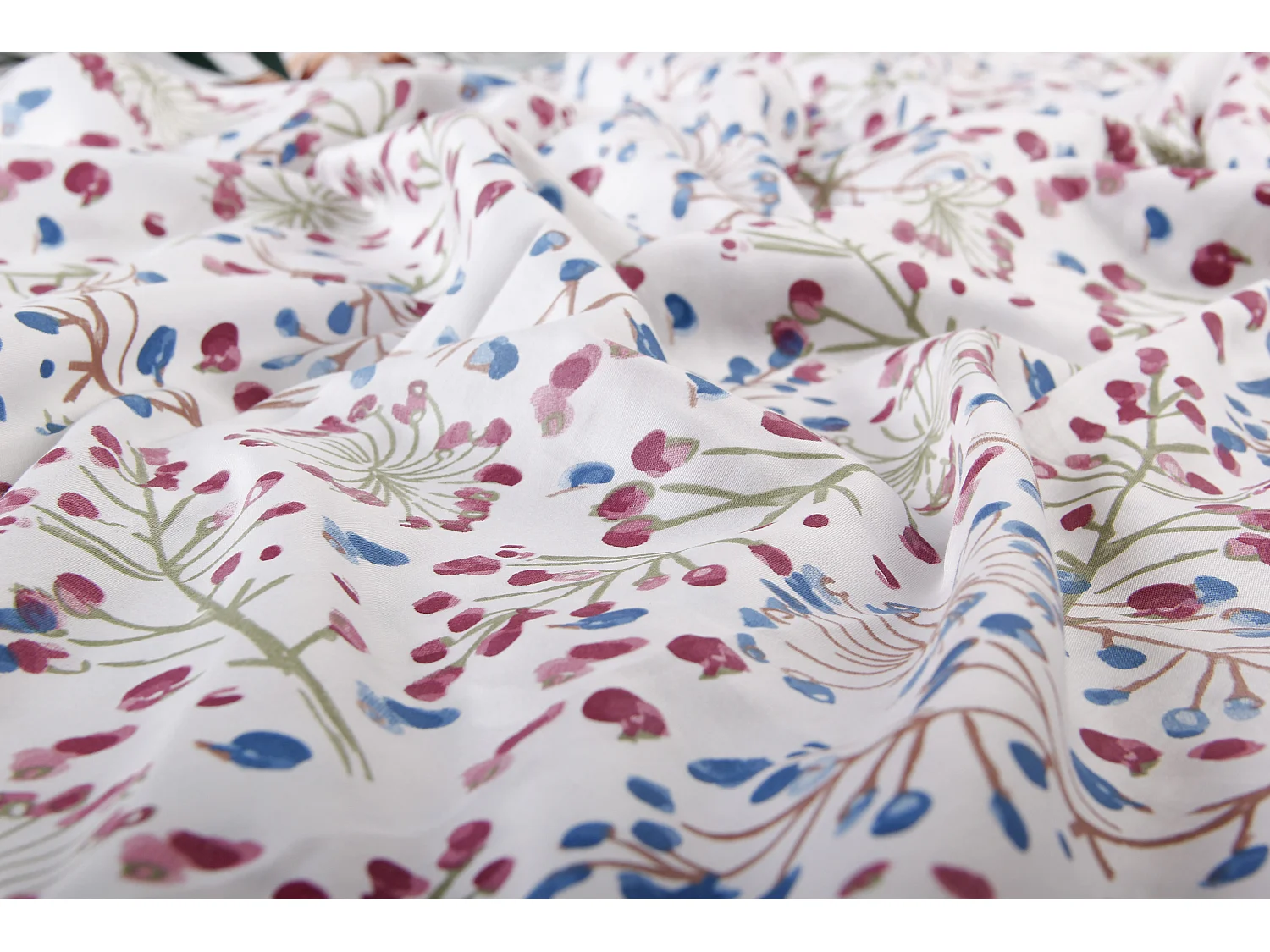 Drap housse 90x190 cm satin de coton imprimé Ombellifère