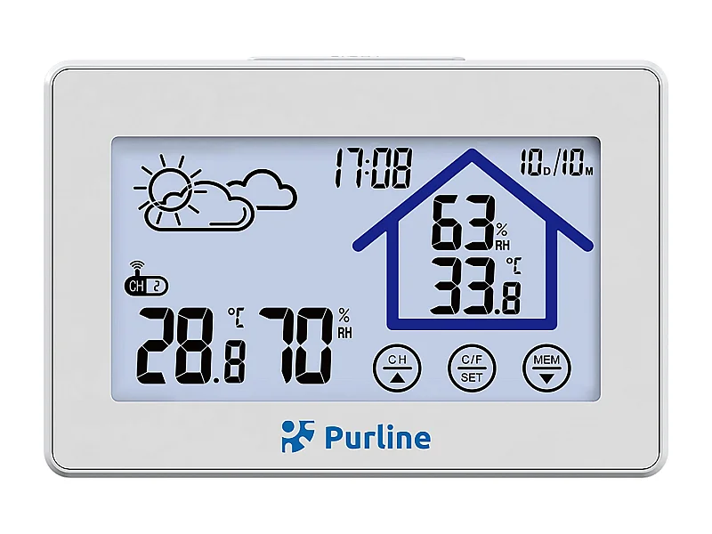 Aanraakgevoelig weerstation met hygrometer en buitensensor