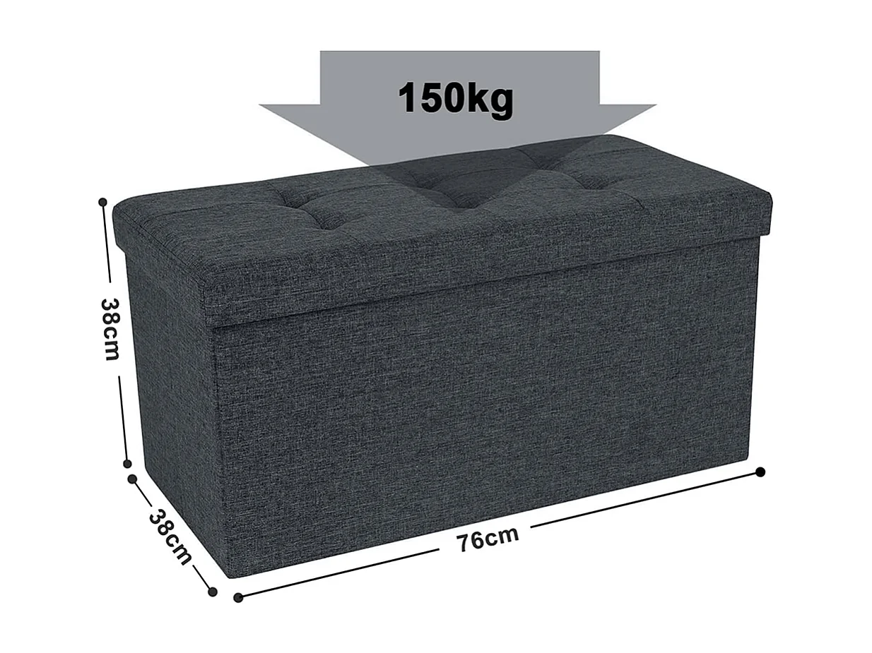 Bankkruk Polyester Opbergdoos Opvouwbare Commode - 76x38x38cm - Donkergrijs