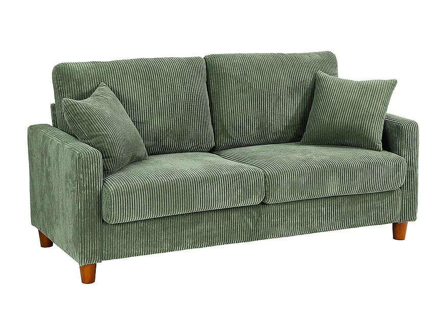 Sofá de veludo de 2 -sete, com 2 almofadas, assentos de 56 cm de profundidade, 178x76x89cm, verde