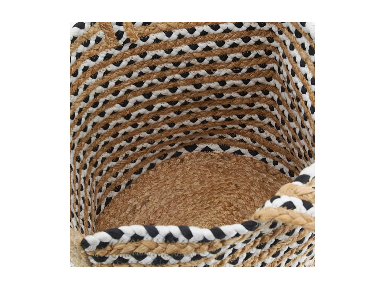 Sac en jute noir et blanc Indi avec pompon