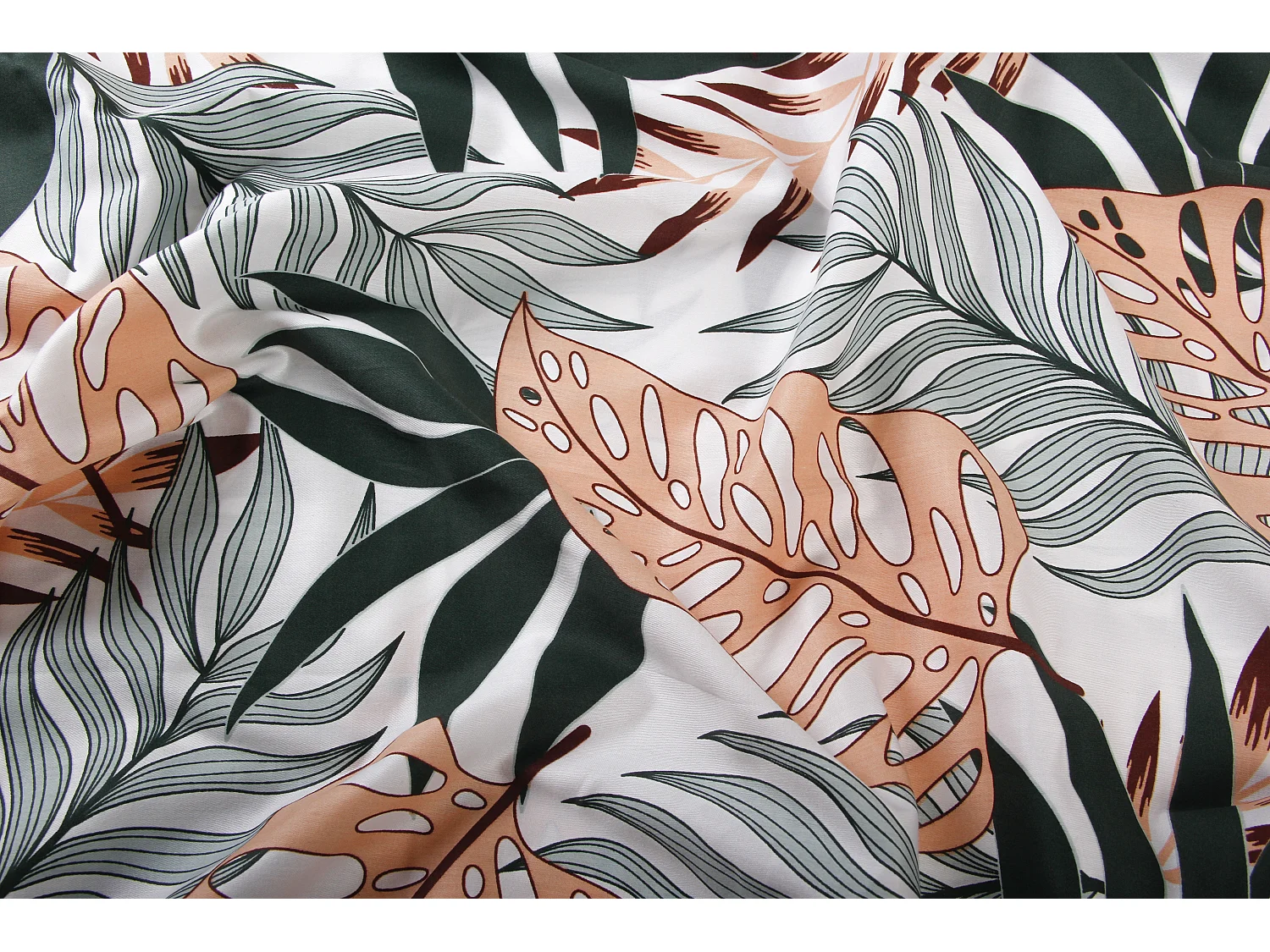 Lot de 2 taies d'oreiller 50x70 cm satin de coton imprimé  Tropical