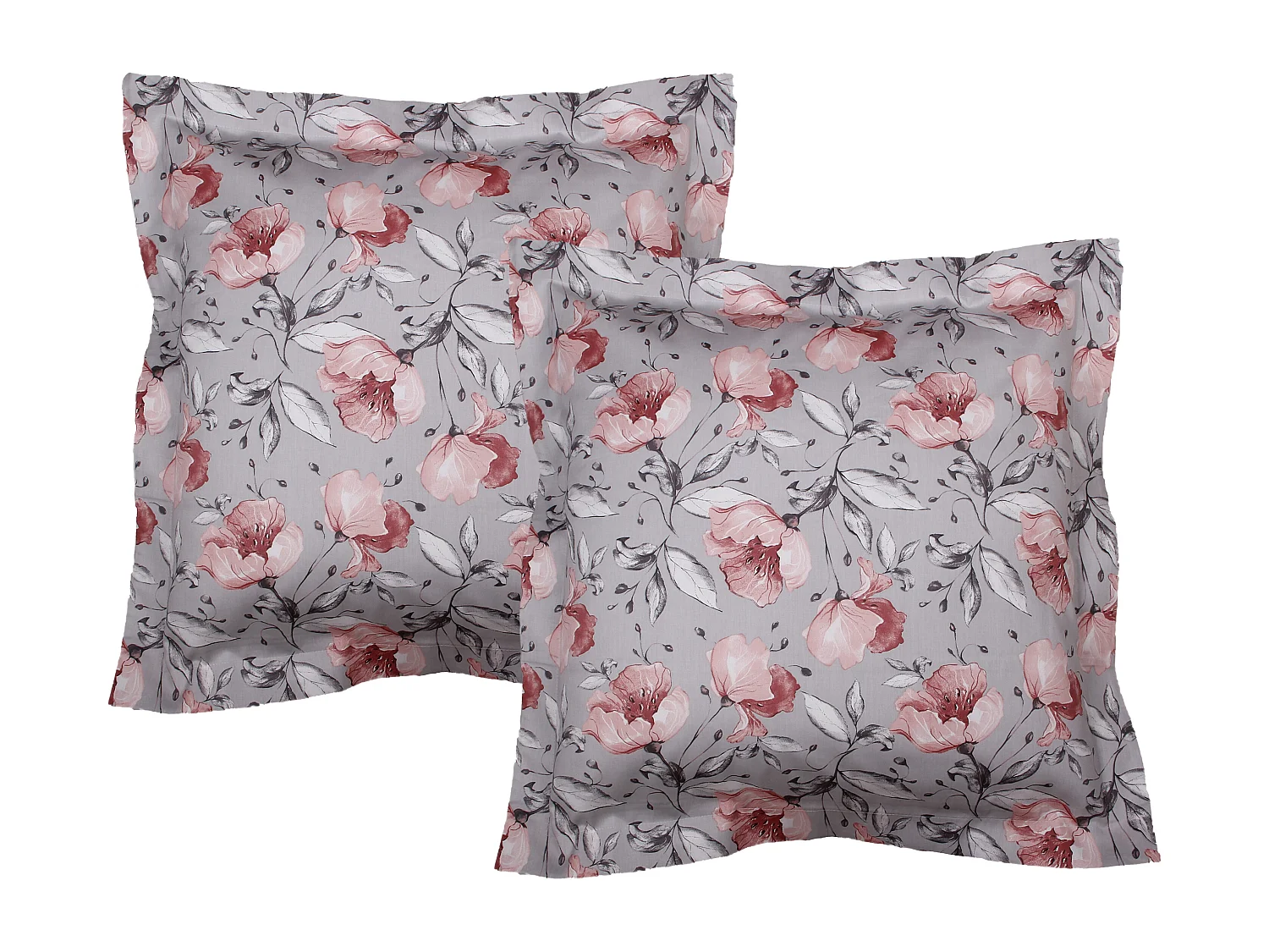 Lot de 2 taies d'oreiller 63x63 cm satin de coton imprimé Floral