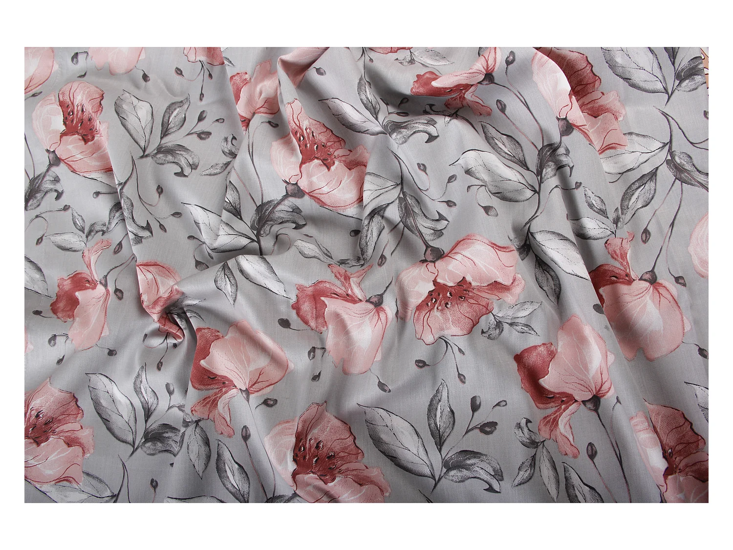 Juego de 2 fundas de almohada satén de algodón "Floral"