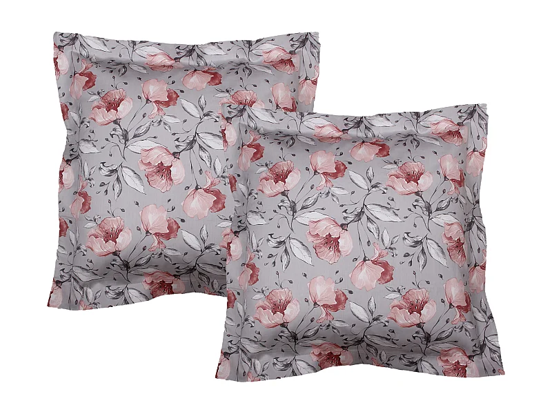 Lot de 2 taies d'oreiller 63x63 cm satin de coton imprimé Floral