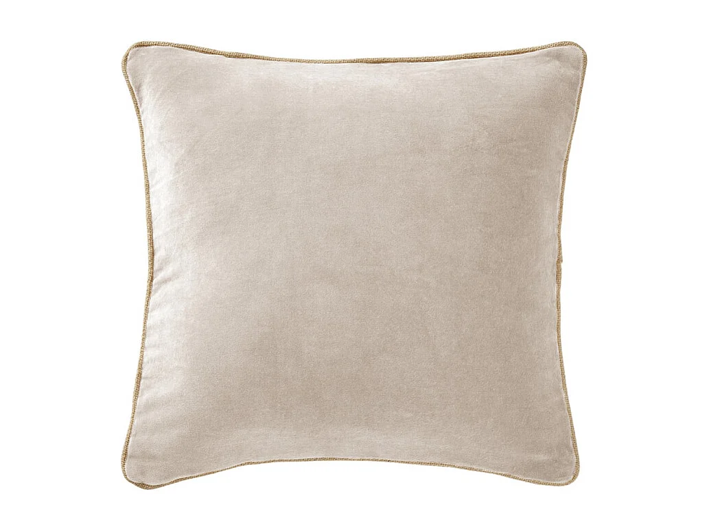 Coussin 45 x 45 cm velours de coton écru et jute - MIRABEL