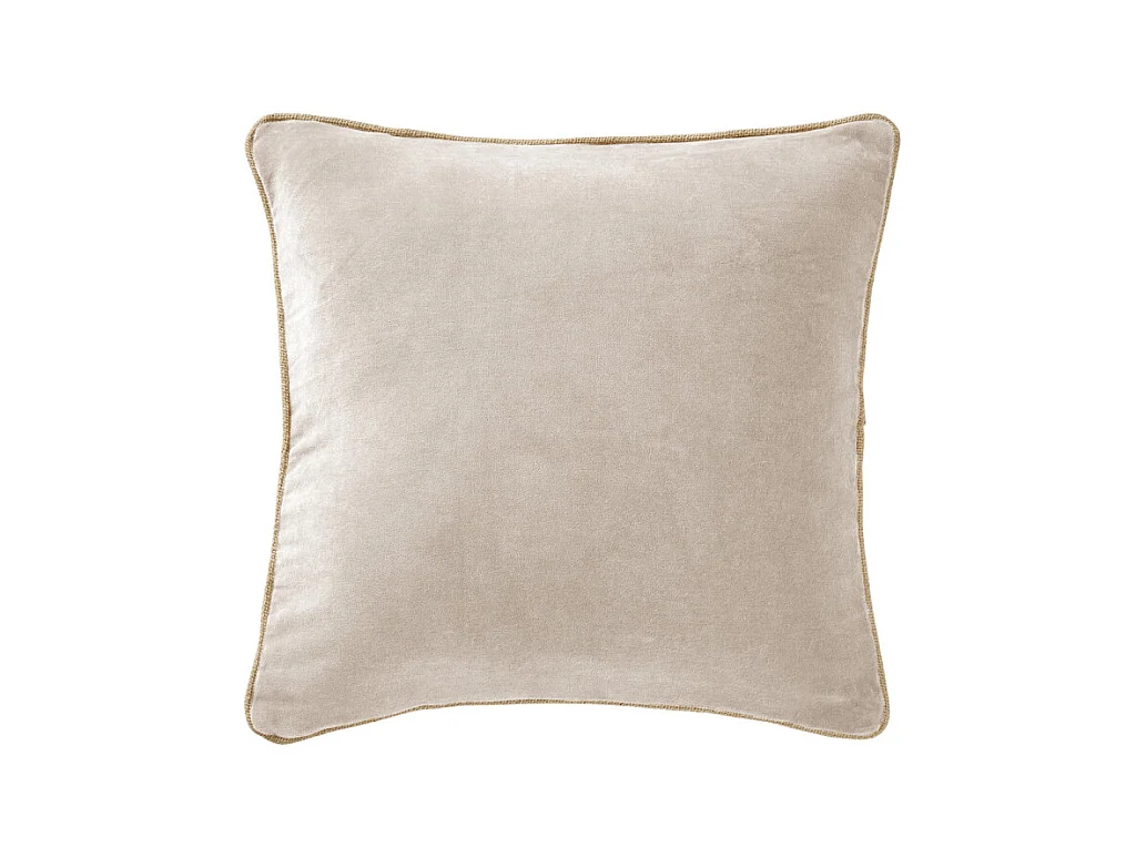 Coussin 45 x 45 cm velours de coton écru et jute - MIRABEL