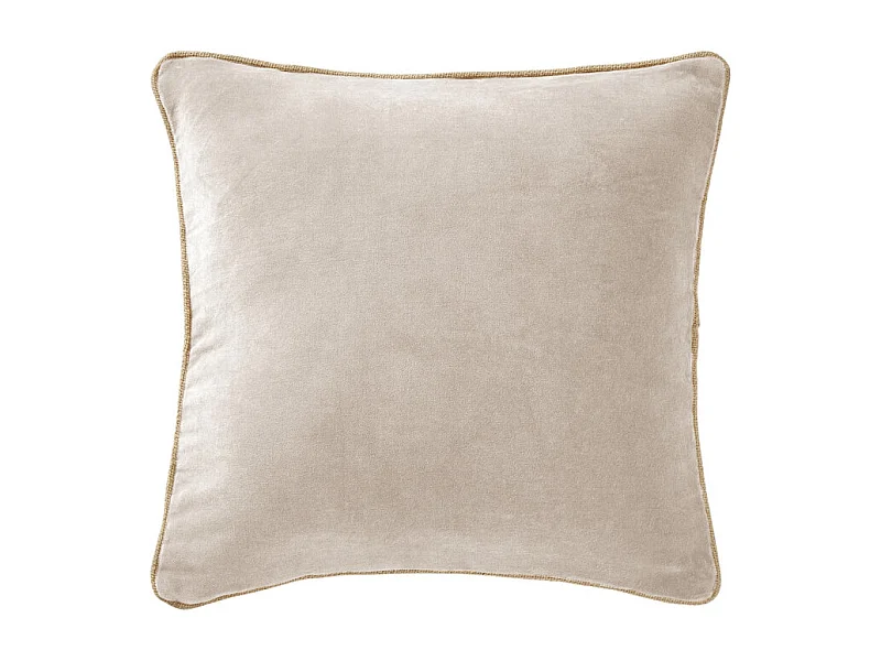 Coussin 45 x 45 cm velours de coton écru et jute - MIRABEL